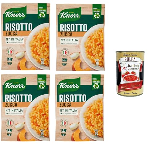 Knorr Risotto mit Kürbis, Fertigrisotto mit natürlichen Zutaten, 100% italienischem Reis und Chicci al Dente, zubereitet im Topf oder in der Mikrowelle, 4x175 g+ Italian Gourmet polpa 400g Knorr Risotto mit Kürbis, Fertigrisotto mit natürlichen Zutaten, 100% italienischem Reis und Chicci al Dente, zubereitet im Topf oder in der Mikrowelle, 4x175 g+ Italian Gourmet polpa 400g von Italian Gourmet E.R.
