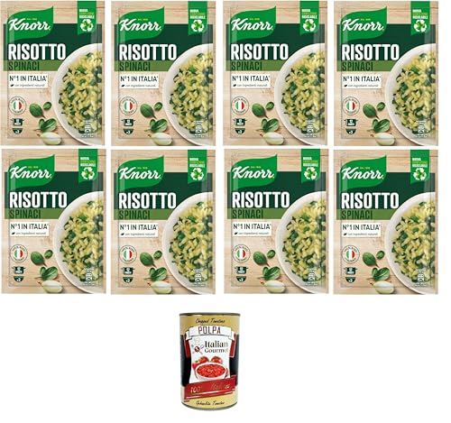 Knorr Risotto mit Spinat, Fertigrisotto mit natürlichen Zutaten, 100% italienischem Reis und Chicci al Dente, zubereitet im Topf oder in der Mikrowelle, 8x175 g+ Italian Gourmet polpa 400g Knorr Risotto mit Spinat, Fertigrisotto mit natürlichen Zutaten, 100% italienischem Reis und Chicci al Dente, zubereitet im Topf oder in der Mikrowelle, 8x175 g+ Italian Gourmet polpa 400g von Italian Gourmet E.R.