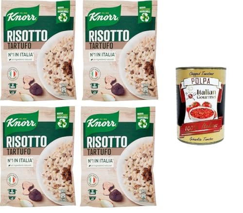 Knorr Risotto mit Trüffel, Fertigrisotto mit natürlichen Zutaten, 100% italienischem Reis und Chicci al Dente, zubereitet im Topf oder in der Mikrowelle, 4x175 g+ Italian Gourmet polpa 400g Knorr Risotto mit Trüffel, Fertigrisotto mit natürlichen Zutaten, 100% italienischem Reis und Chicci al Dente, zubereitet im Topf oder in der Mikrowelle, 4x175 g+ Italian Gourmet polpa 400g von Italian Gourmet E.R.