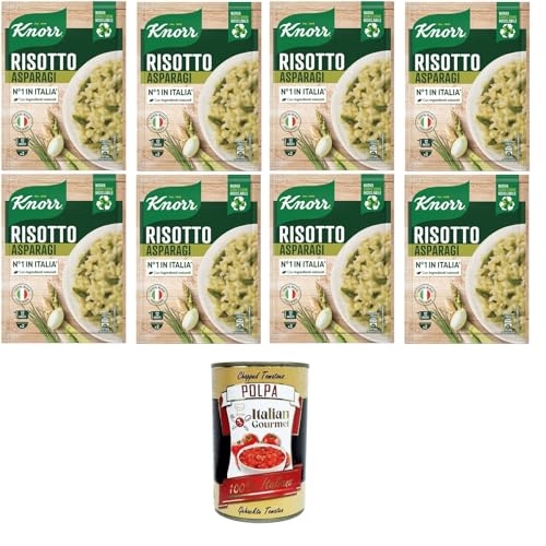 Knorr Spargelrisotto, Fertigrisotto mit natürlichen Zutaten, 100% italienischem Reis und al dente Chicci, zubereitet in der Pfanne oder in der Mikrowelle,8x175gr + Italian Gourmet polpa 400g Knorr Spargelrisotto, Fertigrisotto mit natürlichen Zutaten, 100% italienischem Reis und al dente Chicci, zubereitet in der Pfanne oder in der Mikrowelle,8x175gr + Italian Gourmet polpa 400g von Italian Gourmet E.R.