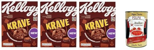 Krave choco brownie Gemischte Cerealien Bündel mit Schokoladenfüllung mit brownie Geschmack und Vitaminzusatz 3x 375g Packung + Italian Gourmet polpa 400g Krave choco brownie Gemischte Cerealien Bündel mit Schokoladenfüllung mit brownie Geschmack und Vitaminzusatz 3x 375g Packung + Italian Gourmet polpa 400g von Italian Gourmet E.R.