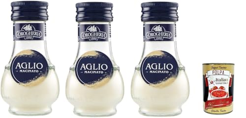 La Drogheria, Aglio Macinato, Gemahlener Knoblauch, scharfes Aroma, Geschmack für erste Kurse, sautiert und Saucen, 3x 35 Gr + Italian Gourmet polpa 400g La Drogheria, Aglio Macinato, Gemahlener Knoblauch, scharfes Aroma, Geschmack für erste Kurse, sautiert und Saucen, 3x 35 Gr + Italian Gourmet polpa 400g von Italian Gourmet E.R.