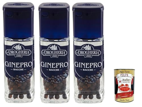 La Drogheria, Bacche Di Ginepro, Wacholderbeeren, säuerlicher und kräftiger Geschmack, für Fleisch- und Wildgerichte 3x 35g + Italian Gourmet polpa 400g La Drogheria, Bacche Di Ginepro, Wacholderbeeren, säuerlicher und kräftiger Geschmack, für Fleisch- und Wildgerichte 3x 35g + Italian Gourmet polpa 400g von Italian Gourmet E.R.