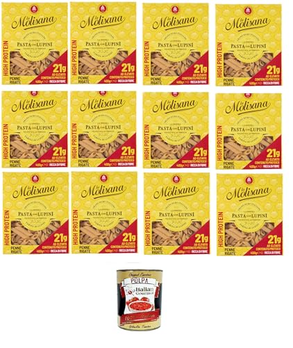 La Molisana, Penne rigate mit Lupinen, Protein-Tagliatelle mit Lupinenmehl und italienischem Hartweizengrieß - bronzegezogen,12x400gr + Italian gourmet polpa 400g La Molisana, Penne rigate mit Lupinen, Protein-Tagliatelle mit Lupinenmehl und italienischem Hartweizengrieß - bronzegezogen,12x400gr + Italian gourmet polpa 400g von Italian Gourmet E.R.