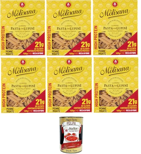 La Molisana, Penne rigate mit Lupinen, Protein-Tagliatelle mit Lupinenmehl und italienischem Hartweizengrieß - bronzegezogen,6x400gr + Italian gourmet polpa 400g La Molisana, Penne rigate mit Lupinen, Protein-Tagliatelle mit Lupinenmehl und italienischem Hartweizengrieß - bronzegezogen,6x400gr + Italian gourmet polpa 400g von Italian Gourmet E.R.