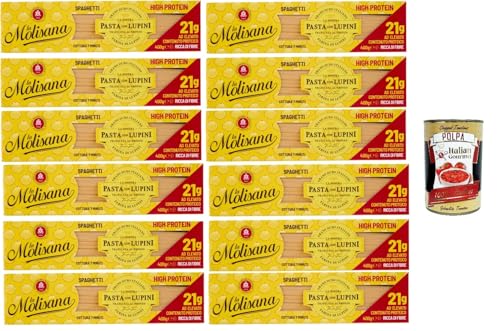 La Molisana, Spaghetti mit Lupinen, Protein-Tagliatelle mit Lupinenmehl und italienischem Hartweizengrieß - bronzegezogen,12x400gr + Italian gourmet polpa 400g La Molisana, Spaghetti mit Lupinen, Protein-Tagliatelle mit Lupinenmehl und italienischem Hartweizengrieß - bronzegezogen,12x400gr + Italian gourmet polpa 400g von Italian Gourmet E.R.