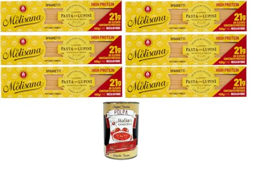 La Molisana, Spaghetti mit Lupinen, Protein-Tagliatelle mit Lupinenmehl und italienischem Hartweizengrieß - bronzegezogen,6x400gr + Italian gourmet polpa 400g La Molisana, Spaghetti mit Lupinen, Protein-Tagliatelle mit Lupinenmehl und italienischem Hartweizengrieß - bronzegezogen,6x400gr + Italian gourmet polpa 400g von Italian Gourmet E.R.