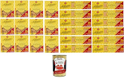 La Molisana, Spaghetti & Penne rigate mit Lupinen, Protein-Tagliatelle mit Lupinenmehl und italienischem Hartweizengrieß - bronzegezogen 24x400gr + Italian gourmet polpa 400g La Molisana, Spaghetti & Penne rigate mit Lupinen, Protein-Tagliatelle mit Lupinenmehl und italienischem Hartweizengrieß - bronzegezogen 24x400gr + Italian gourmet polpa 400g von Italian Gourmet E.R.