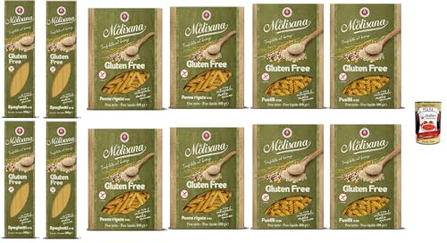 La Molisana, Test Senza Glutine, Spaghetti Fusilli Penne rigate,Nudeln Gluten freie Pasta und Bronzezeichnung mit Vollreis, Mais und Quinoa, Kochzeit 10 Minuten,12x 400 g + Italian Gourmet polpa 400g La Molisana, Test Senza Glutine, Spaghetti Fusilli Penne rigate,Nudeln Gluten freie Pasta und Bronzezeichnung mit Vollreis, Mais und Quinoa, Kochzeit 10 Minuten,12x 400 g + Italian Gourmet polpa 400g von Italian Gourmet E.R.