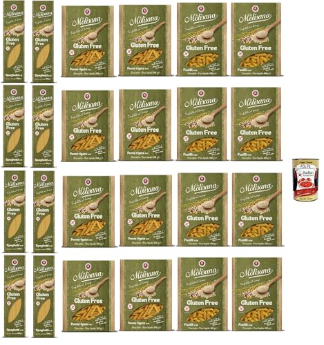 La Molisana, Test Senza Glutine, Spaghetti Fusilli Penne rigate,Nudeln Gluten freie Pasta und Bronzezeichnung mit Vollreis, Mais und Quinoa, Kochzeit 10 Minuten,24x 400 g + Italian Gourmet polpa 400g La Molisana, Test Senza Glutine, Spaghetti Fusilli Penne rigate,Nudeln Gluten freie Pasta und Bronzezeichnung mit Vollreis, Mais und Quinoa, Kochzeit 10 Minuten,24x 400 g + Italian Gourmet polpa 400g von Italian Gourmet E.R.