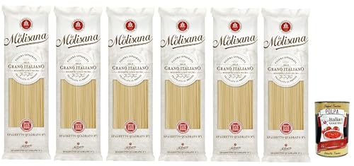 La Molisana Pasta, Spaghetto Quadrato n. 1, Italienische Weizennudeln - Bronze -durchbohrt, rau und hartnäckig mit ausgezeichneter Kochhalte - 6x 500 g + italian Gourmet polpa 400g La Molisana Pasta, Spaghetto Quadrato n. 1, Italienische Weizennudeln - Bronze -durchbohrt, rau und hartnäckig mit ausgezeichneter Kochhalte - 6x 500 g + italian Gourmet polpa 400g von Italian Gourmet E.R.