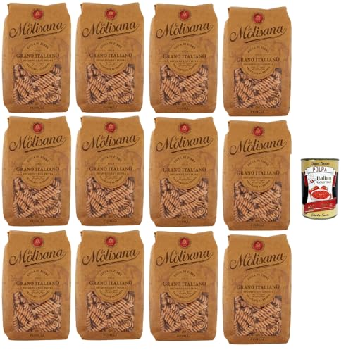 La Molisana Pasta Integrale Fusilli n°28 Vollkornnudeln Vollkornpasta,100% italienischer Weizen,Bronzepaste 12x 500g Packung + Italian Gourmet Polpa 400g La Molisana Pasta Integrale Fusilli n°28 Vollkornnudeln Vollkornpasta,100% italienischer Weizen,Bronzepaste 12x 500g Packung + Italian Gourmet Polpa 400g von Italian Gourmet E.R.