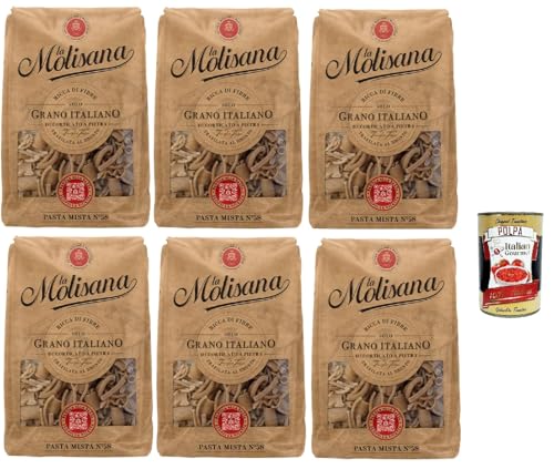 La Molisana Pasta Integrale Pasta mista n°58, Vollkornnudeln Vollkornpasta,100% italienischer Weizen,Bronzepaste 6x 500g Packung + Italian Gourmet polpa 400g La Molisana Pasta Integrale Pasta mista n°58, Vollkornnudeln Vollkornpasta,100% italienischer Weizen,Bronzepaste 6x 500g Packung + Italian Gourmet polpa 400g von Italian Gourmet E.R.