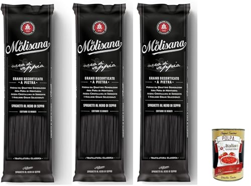 La Molisana Spaghetti al Nero di Seppia, 100% Italienisch Pasta Nudeln, 3 x 500g + Italian Gourmet polpa 400g La Molisana Spaghetti al Nero di Seppia, 100% Italienisch Pasta Nudeln, 3 x 500g + Italian Gourmet polpa 400g von Italian Gourmet E.R.