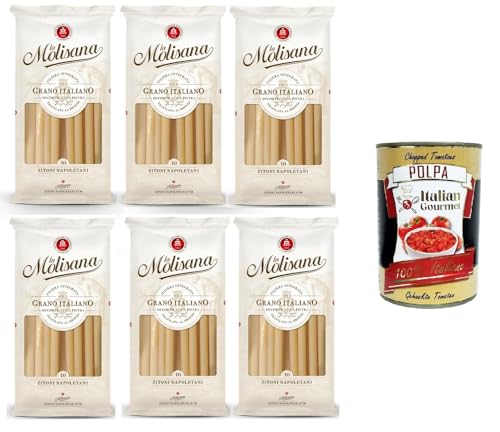 La Molisana Zitoni Napoletani N. 10 Pasta Lenta Lavorazione Teigwaren aus Hartweizengrieß Bronze-Zeichnung 6x 500g + Italian Gourmet Polpa 400g La Molisana Zitoni Napoletani N. 10 Pasta Lenta Lavorazione Teigwaren aus Hartweizengrieß Bronze-Zeichnung 6x 500g + Italian Gourmet Polpa 400g von Italian Gourmet E.R.