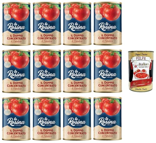La Rosina Doppio Concentrato Di Pomodoro,Doppeltes Tomatenkonzentrat,100% Italienische Tomaten,12x 400g + Italian Gourmet polpa 400g von Italian Gourmet E.R.