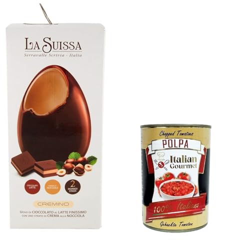 La Suissa Cremino,sehr feines Milchschokolade-Ei mit einer Schicht Haselnusscreme 350gr + Italian Gourmet Polpa di Pomodoro 400g La Suissa Cremino,sehr feines Milchschokolade-Ei mit einer Schicht Haselnusscreme 350gr + Italian Gourmet Polpa di Pomodoro 400g von Italian Gourmet E.R.