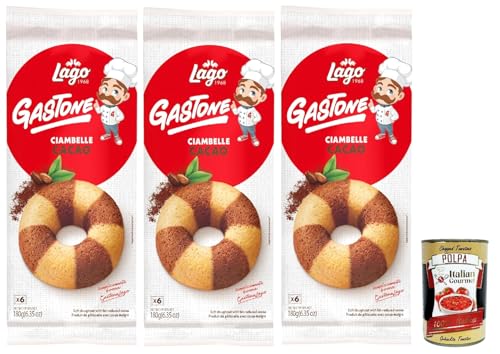 Lago 1968, Le Merende di Ciambelle al Cacao 3x 180g, Kakao-Donuts, Einzeln verpackte, weiche Snacks, ohne Palmöl + Italian Gourmet polpa 400g Lago 1968, Le Merende di Ciambelle al Cacao 3x 180g, Kakao-Donuts, Einzeln verpackte, weiche Snacks, ohne Palmöl + Italian Gourmet polpa 400g von Italian Gourmet E.R.