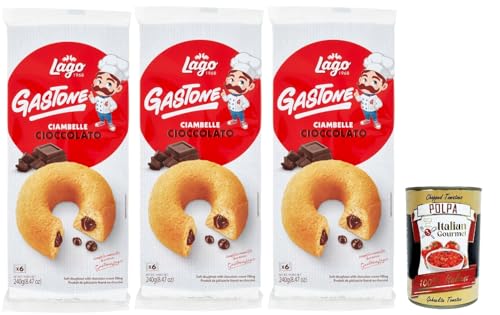 Lago 1968, Le Merende di Ciambelle al cioccolato 3x 240g, Donuts mit Schokolade, Einzeln verpackte, weiche Snacks, ohne Palmöl + Italian Gourmet polpa 400g Lago 1968, Le Merende di Ciambelle al cioccolato 3x 240g, Donuts mit Schokolade, Einzeln verpackte, weiche Snacks, ohne Palmöl + Italian Gourmet polpa 400g von Italian Gourmet E.R.