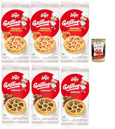 Lago 1968, Le Merende di Gastone Crostatine Testpaket, Aprikosentörtchen und schokolade kuchen, einzeln verpackt, Aprikosenmarmelade, Kindersnack ohne Palmöl 3x 240g + Italian Gourmet polpa 400g Lago 1968, Le Merende di Gastone Crostatine Testpaket, Aprikosentörtchen und schokolade kuchen, einzeln verpackt, Aprikosenmarmelade, Kindersnack ohne Palmöl 3x 240g + Italian Gourmet polpa 400g von Italian Gourmet E.R.