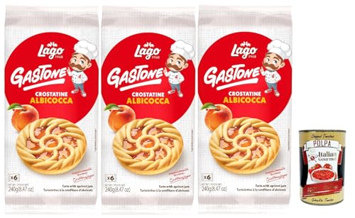Lago 1968, Le Merende di Gastone Crostatine all'Albicocca, Aprikosentörtchen kuchen, einzeln verpackt, Aprikosenmarmelade, Kindersnack ohne Palmöl 240g + Italian Gourmet polpa 400g Lago 1968, Le Merende di Gastone Crostatine all'Albicocca, Aprikosentörtchen kuchen, einzeln verpackt, Aprikosenmarmelade, Kindersnack ohne Palmöl 240g + Italian Gourmet polpa 400g von Italian Gourmet E.R.