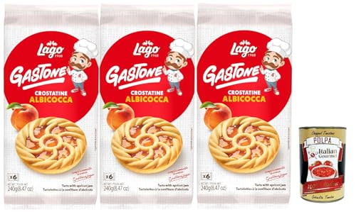 Lago 1968, Le Merende di Gastone Crostatine all'Albicocca, Aprikosentörtchen kuchen, einzeln verpackt, Aprikosenmarmelade, Kindersnack ohne Palmöl 3x 240g + Italian Gourmet polpa 400g Lago 1968, Le Merende di Gastone Crostatine all'Albicocca, Aprikosentörtchen kuchen, einzeln verpackt, Aprikosenmarmelade, Kindersnack ohne Palmöl 3x 240g + Italian Gourmet polpa 400g von Italian Gourmet E.R.
