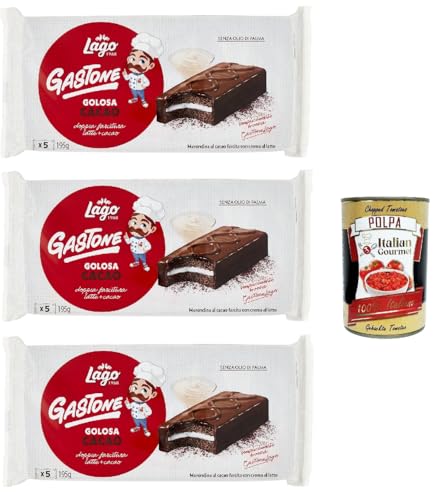 Lago 1968, Le Merende di Gastone Golosa al Cacao, Kuchen Snacks mit Milchcreme und Kakaoabdeckung 3x 195g, natürlich ohne Palmöl lassen + Italian Gourmet polpa 400g Lago 1968, Le Merende di Gastone Golosa al Cacao, Kuchen Snacks mit Milchcreme und Kakaoabdeckung 3x 195g, natürlich ohne Palmöl lassen + Italian Gourmet polpa 400g von Italian Gourmet E.R.