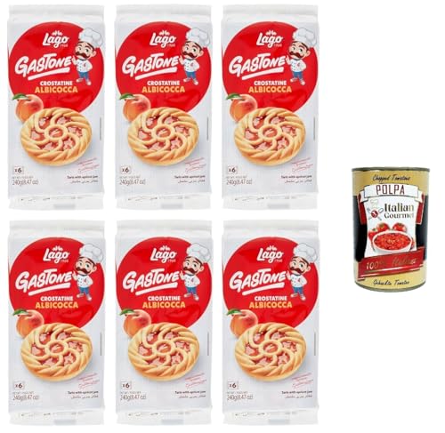 Lago Gastone Crostatina all'Albicocca,Aprikosentarte, 6x 240g Packung, Jede Packung enthält 6 Snacks à 40g + Italian Gourmet polpa 400g Lago Gastone Crostatina all'Albicocca,Aprikosentarte, 6x 240g Packung, Jede Packung enthält 6 Snacks à 40g + Italian Gourmet polpa 400g von Italian Gourmet E.R.