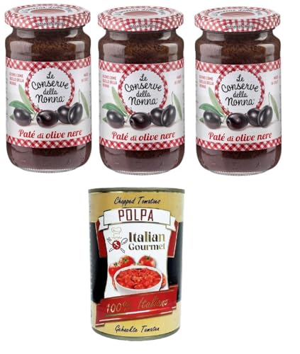 Le Conserve Della Nonna - Patè di Olive Nere Schwarze Olivenpastete - 3 Gläser à 190 g+ Italian Gourmet polpa 400g Le Conserve Della Nonna - Patè di Olive Nere Schwarze Olivenpastete - 3 Gläser à 190 g+ Italian Gourmet polpa 400g von Italian Gourmet E.R.