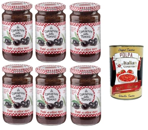 Le Conserve Della Nonna - Patè di Olive Nere Schwarze Olivenpastete - 6 Gläser à 190 g+ Italian Gourmet polpa 400g Le Conserve Della Nonna - Patè di Olive Nere Schwarze Olivenpastete - 6 Gläser à 190 g+ Italian Gourmet polpa 400g von Italian Gourmet E.R.