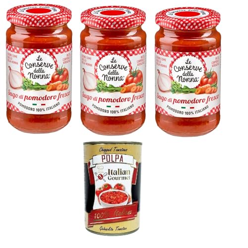 Le Conserve della Nonna- Sugo Al Pomodoro Fresco frische Tomatensoße 3x 190g + Italian Gourmet polpa 400g Le Conserve della Nonna- Sugo Al Pomodoro Fresco frische Tomatensoße 3x 190g + Italian Gourmet polpa 400g von Italian Gourmet E.R.