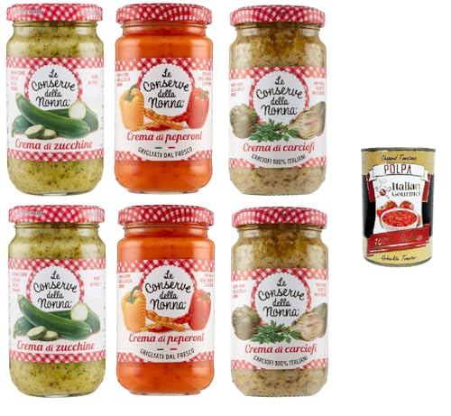 Le Conserve della Nonna Testpaket Creme Paprika, Zucchini und Artischocken 6x 190gr + Italian Gourmet polpa 400g Le Conserve della Nonna Testpaket Creme Paprika, Zucchini und Artischocken 6x 190gr + Italian Gourmet polpa 400g von Italian Gourmet E.R.