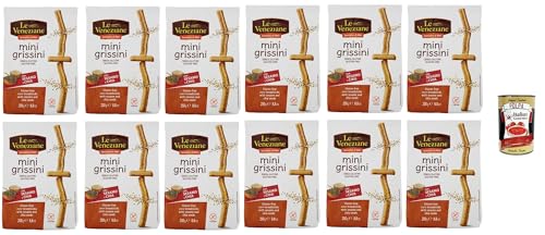 Le veneziane, mini grissini con sesamo e chia senza glutine, gluten free breadstick, glutenfreie Mini-Grissini mit Sesam und Chia, 12x 250g + Italian Gourmet polpa 400g von Italian Gourmet E.R.