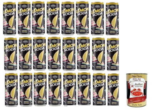 Lemon Soda Lemonsoda Dosen, italienisch trinken, lemonade soft drink, aus italienischen Zitronen, 24x 330ml mit Fruchtfleisch + Italian Gourmet polpa 400g Lemon Soda Lemonsoda Dosen, italienisch trinken, lemonade soft drink, aus italienischen Zitronen, 24x 330ml mit Fruchtfleisch + Italian Gourmet polpa 400g von Italian Gourmet E.R.