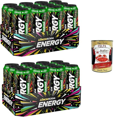 Lemonsoda-Energie | Green Blast, Energy Drink mit Guarana, Apfelsaft und Kiwi, 24 Dosen à 50 cl, mit Vitaminen und Koffein+ Italian Gourmet Polpa di Pomodoro 400g Lemonsoda-Energie | Green Blast, Energy Drink mit Guarana, Apfelsaft und Kiwi, 24 Dosen à 50 cl, mit Vitaminen und Koffein+ Italian Gourmet Polpa di Pomodoro 400g von Italian Gourmet E.R.