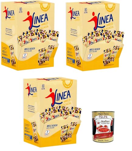 Linea Miele di Acacia Akazienhonig, 80 praktische Einzeldosisbeutel à 5 ​​g (Restaurant, Catering, Maxi-Format, Gewürze) 3x400 g+ Italian Gourmet polpa 400g von Italian Gourmet E.R.