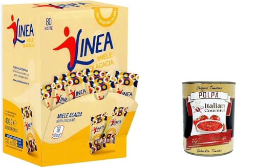 Linea Miele di Acacia Akazienhonig, 80 praktische Einzeldosisbeutel à 5 ​​g (Restaurant, Catering, Maxi-Format, Gewürze) 400 g+ Italian Gourmet polpa 400g von Italian Gourmet E.R.