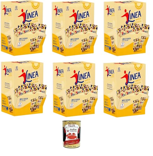 Linea Miele di Acacia Akazienhonig, 80 praktische Einzeldosisbeutel à 5 ​​g (Restaurant, Catering, Maxi-Format, Gewürze) 6x400 g+ Italian Gourmet polpa 400g von Italian Gourmet E.R.