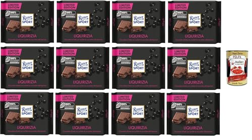 Liquirizia, Limitierte Ausgabe, Milchschokolade mit Lakritzstückchen, 100% nachhaltiger Kakao, 12 Packungen 100gr + Italian Gourmet polpa 400g Liquirizia, Limitierte Ausgabe, Milchschokolade mit Lakritzstückchen, 100% nachhaltiger Kakao, 12 Packungen 100gr + Italian Gourmet polpa 400g von Italian Gourmet E.R.