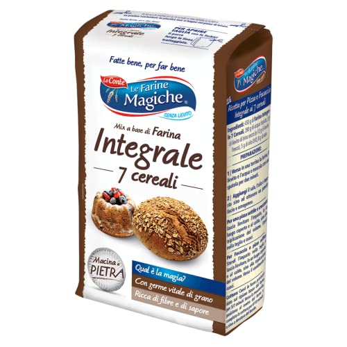 Lo Conte Le Farine Magiche Farina Integrale ai 7 Cereali Vollkornmehl mit 7 Cerealien 900g Mehl ideal für süß und herzhaft von Italian Gourmet E.R.