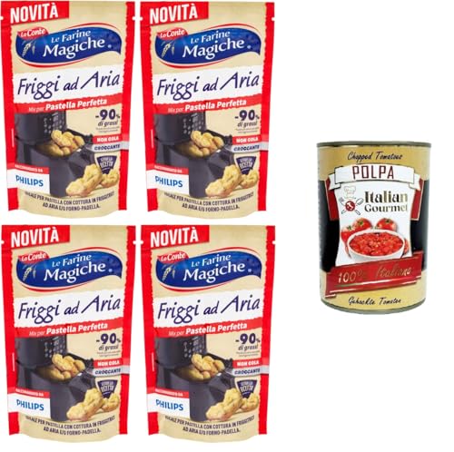 Lo Conte Le Farine Magiche Friggi ad Aria Mix per pastella Perfetta Ich zähle es zur Magic Flours Air Fry Mix für den perfekten Teig 4x300gr + Italian Gourmet polpa 400g Lo Conte Le Farine Magiche Friggi ad Aria Mix per pastella Perfetta Ich zähle es zur Magic Flours Air Fry Mix für den perfekten Teig 4x300gr + Italian Gourmet polpa 400g von Italian Gourmet E.R.