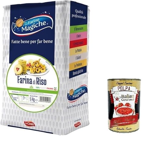 Lo Conte Le Farine Magiche Reismehl 5 kg 100% italienisches Produkt Glutenfrei + Italian Gourmet polpa 400g Lo Conte Le Farine Magiche Reismehl 5 kg 100% italienisches Produkt Glutenfrei + Italian Gourmet polpa 400g von Italian Gourmet E.R.
