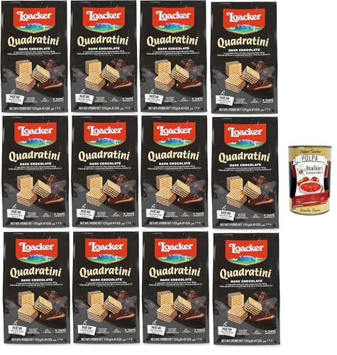 Loacker - Quadratini Dark Chocolate - Fünf Schichten Waffeln und vier Schichten dunkler Schokoladencreme – Snack und Snack, 12x 125 g + Italian Gourmet polpa 400g Loacker - Quadratini Dark Chocolate - Fünf Schichten Waffeln und vier Schichten dunkler Schokoladencreme – Snack und Snack, 12x 125 g + Italian Gourmet polpa 400g von Italian Gourmet E.R.
