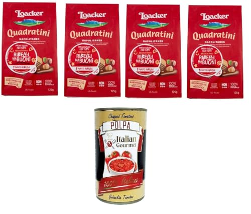 Loacker Quadratini Napolitaner Waffel mit Haselnusscreme 100% italienische Waffeln 4 x 125 g+ Italian Gourmet polpa 400g Loacker Quadratini Napolitaner Waffel mit Haselnusscreme 100% italienische Waffeln 4 x 125 g+ Italian Gourmet polpa 400g von Italian Gourmet E.R.