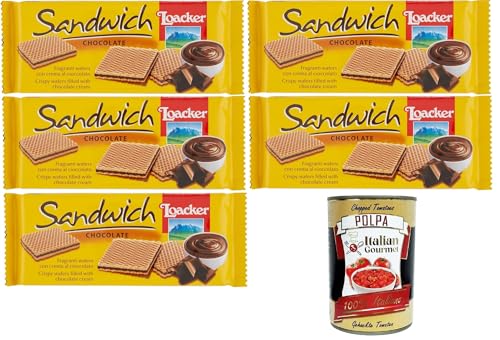 Loacker - Schoko-Sandwich, Duftwaffeln mit Schokocreme - 5x75 g+Italian Gourmet Polpa di Pomodoro 400gr Loacker - Schoko-Sandwich, Duftwaffeln mit Schokocreme - 5x75 g+Italian Gourmet Polpa di Pomodoro 400gr von Italian Gourmet E.R.