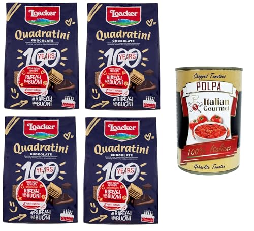 Loacker - Schokoladenquadrate - Würfel zum Häppchenverzehr, mit fünf Schichten Waffeln und vier Schichten Schokoladencreme 4x125gr + Italian Gourmet polpa 400g Loacker - Schokoladenquadrate - Würfel zum Häppchenverzehr, mit fünf Schichten Waffeln und vier Schichten Schokoladencreme 4x125gr + Italian Gourmet polpa 400g von Italian Gourmet E.R.