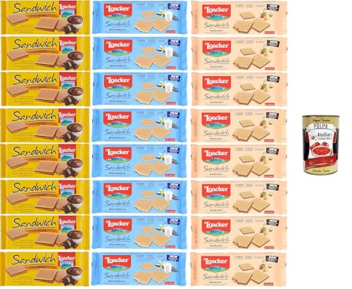 Loacker Testpaket - Schokoladen-, Haselnuss-, Milch-Vanille-Sandwich - Waffelkekse umhüllt von 2 knusprigen Kakaowaffeln 24x75gr+Italian Gourmet Polpa di Pomodoro 400gr Loacker Testpaket - Schokoladen-, Haselnuss-, Milch-Vanille-Sandwich - Waffelkekse umhüllt von 2 knusprigen Kakaowaffeln 24x75gr+Italian Gourmet Polpa di Pomodoro 400gr von Italian Gourmet E.R.