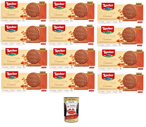 Loacker Tortina Caramel Milchschokoladenkuchen mit Karamellcreme und Waffeln12x63gr (3x21gr)+ Italian Gourmet polpa 400g von Italian Gourmet E.R.