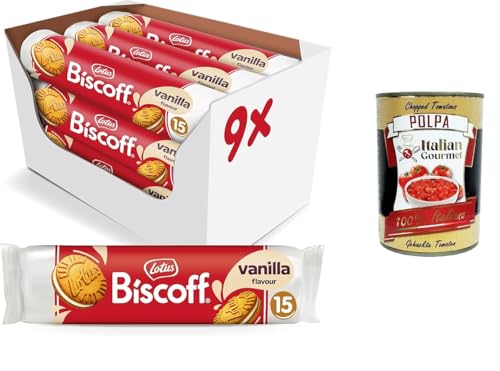 Lotus Biscoff Biscotto Sandwich con Ripieno al Gusto Vaniglia Sandwichkeks mit Vanillefüllung | 15 Kekse pro Packung 9 x 150 g+ Italian Gourmet polpa 400g Lotus Biscoff Biscotto Sandwich con Ripieno al Gusto Vaniglia Sandwichkeks mit Vanillefüllung | 15 Kekse pro Packung 9 x 150 g+ Italian Gourmet polpa 400g von Italian Gourmet E.R.