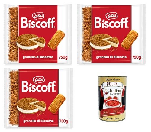 Lotus Biscoff Granella Biscotto Dekorative Streusel für Kuchen, Waffeln, Eis und Desserts, mit unverwechselbarem und knackigem Geschmack 3x750gr + Italian Gourmet polpa 400g Lotus Biscoff Granella Biscotto Dekorative Streusel für Kuchen, Waffeln, Eis und Desserts, mit unverwechselbarem und knackigem Geschmack 3x750gr + Italian Gourmet polpa 400g von Italian Gourmet E.R.